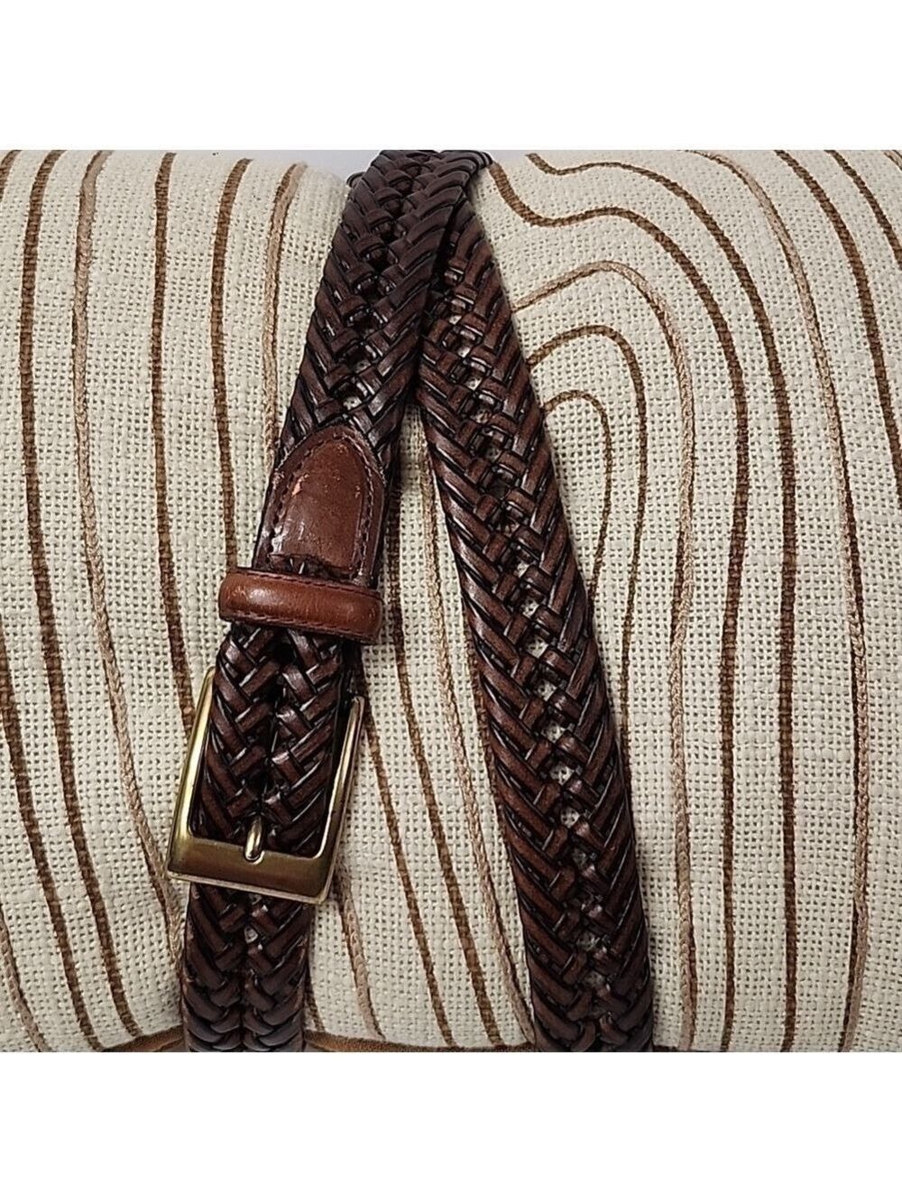 Men's XXXL LEATHER BRAIDED BROWN BELT